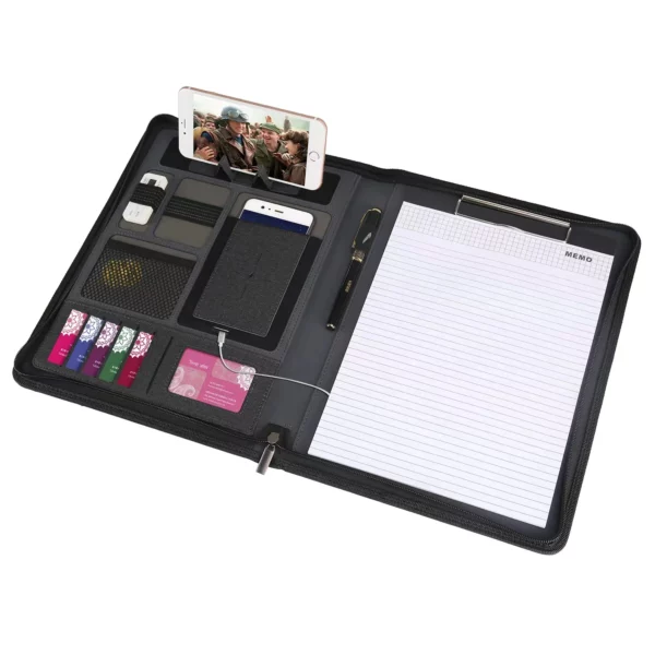 A4 file with light up logo, U flash drive, mutifunctional power bank notebook - Image 3