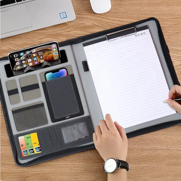 A4 file with light up logo, U flash drive, mutifunctional power bank notebook - Image 6