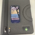 A4 file with light up logo, U flash drive, mutifunctional power bank notebook photo review