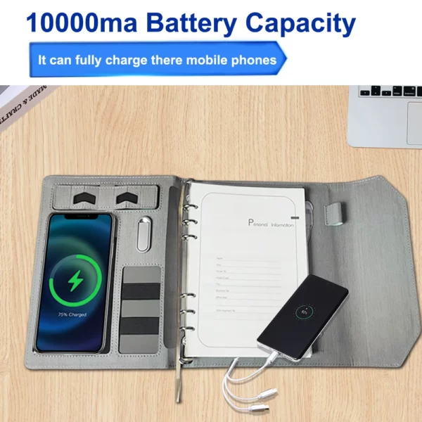 Power bank notebook with clock, 8,000mAh buid-in power bank - Image 2