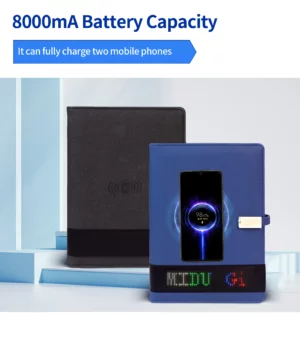 LED display power bank notebook, customized content