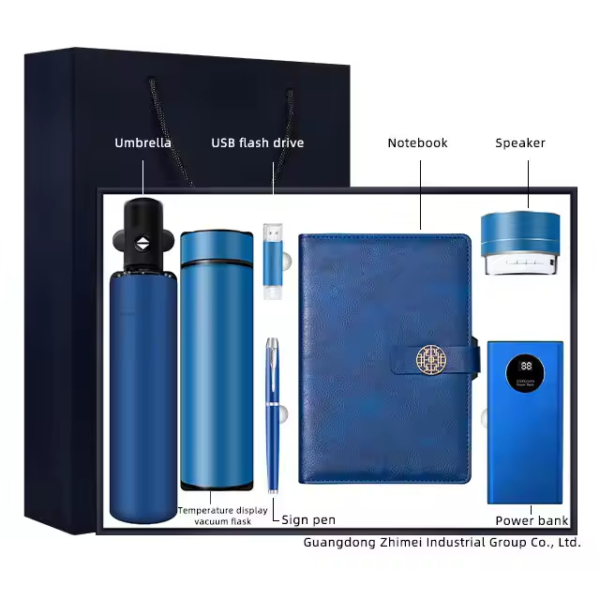 Executive Power Bank Notebook (8000mAh, 7-Color Light-Up Logo, 5W Wireless Charger, 16GB USB), Metal Pen & Stainless Steel Bottle Gift Set - Image 6