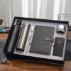Executive Power Bank Notebook (8000mAh, 7-Color Light-Up Logo, 5W Wireless Charger, 16GB USB), Metal Pen & Stainless Steel Bottle Gift Set - Image 4
