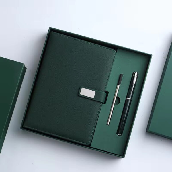 Round buckle notebook + pen gift set 2 in 1 with gift box and bag - Image 4