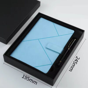 Round buckle notebook + pen gift set 2 in 1 with gift box and bag