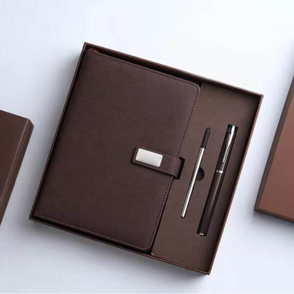 Round buckle notebook + pen gift set 2 in 1 with gift box and bag - Image 5