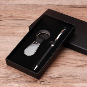 Small cheap gift sets with box pen + keychain