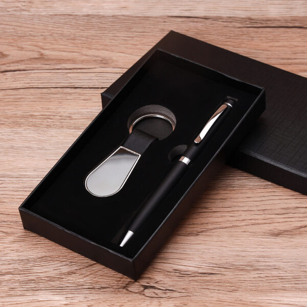 Small cheap gift sets with box pen + keychain