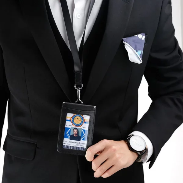Premium Cattlehide Leather Badge Holder - 10.9*7.7cm (Elegant & Durable) - Image 4