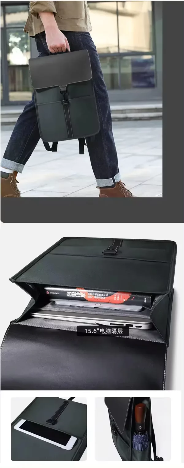 Black/White PVC Compact Carry Bag - 30x19x12cm, 0.17KG - Image 3