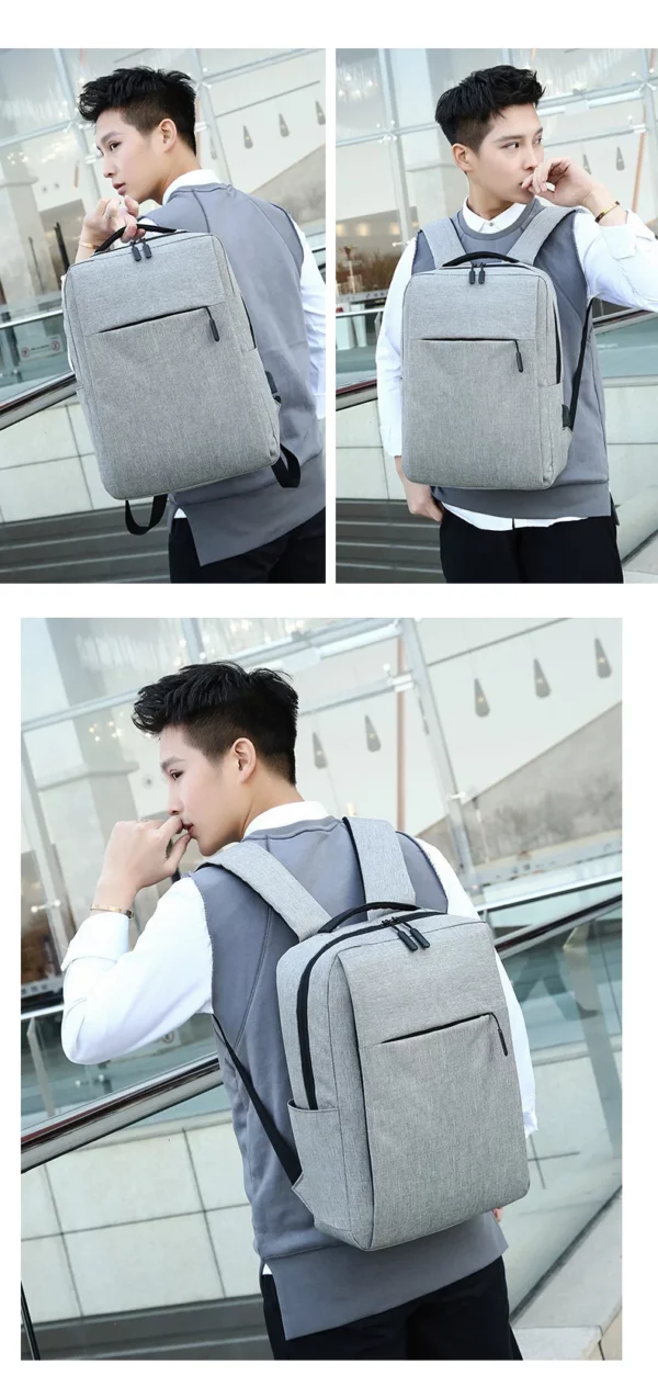 300D Frosted Polyester Backpack with Charge Port - Image 7