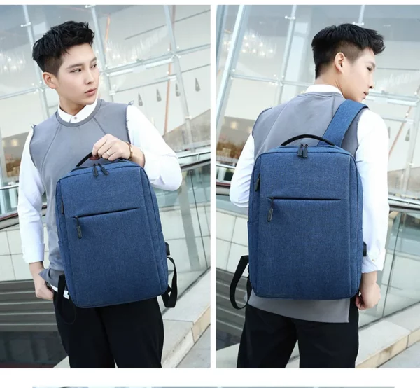 300D Frosted Polyester Backpack with Charge Port - Image 8