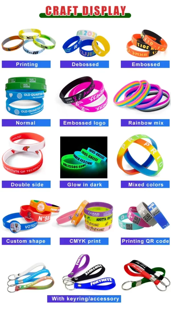 Non-Toxic Silicone Bracelets - Adult/Youth/Child Sizes (8"/7"/6") - 100pcs/OPP Bag - Image 9