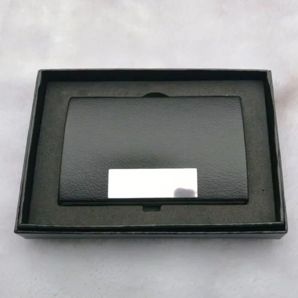 Slim PU Leather & Metal Card Holder 9.6*6.3*1cm (Elegant & Compact) - Image 2
