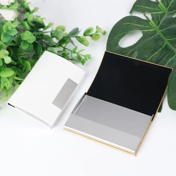 Slim PU Leather & Metal Card Holder 9.6*6.3*1cm (Elegant & Compact) - Image 3