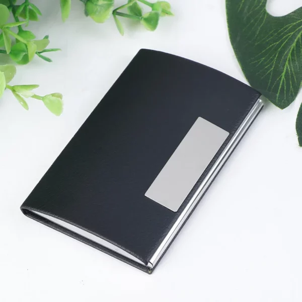 Slim PU Leather & Metal Card Holder 9.6*6.3*1cm (Elegant & Compact) - Image 4