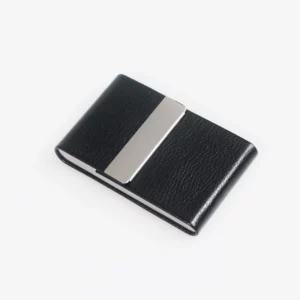 PU & Stainless Steel Minimalist Wallet 9.5*6.5*1.5cm (Durable & Stylish, OPP Bag)
