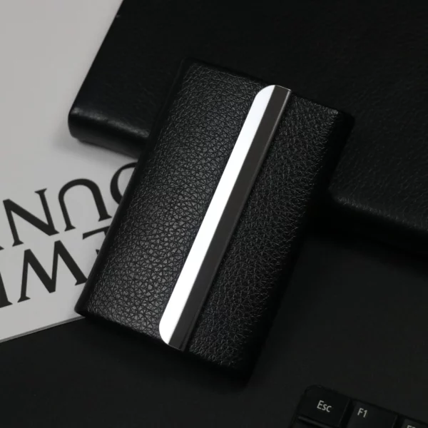 PU & Stainless Steel Minimalist Wallet 9.5*6.5*1.5cm (Durable & Stylish, OPP Bag) - Image 10