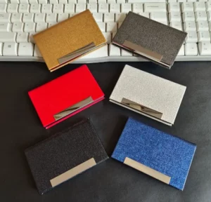 Sleek PU Metal-Trim Card Holder 9.5*6.5*1.3cm (OPP Bag, Compact & Secure)