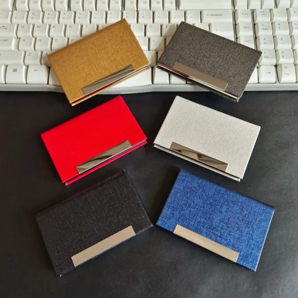 Sleek PU Metal-Trim Card Holder 9.5*6.5*1.3cm (OPP Bag, Compact & Secure) - Image 3