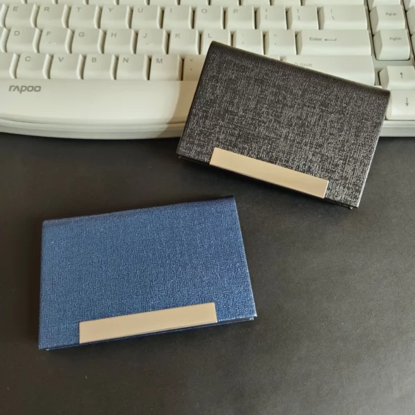 Sleek PU Metal-Trim Card Holder 9.5*6.5*1.3cm (OPP Bag, Compact & Secure) - Image 5
