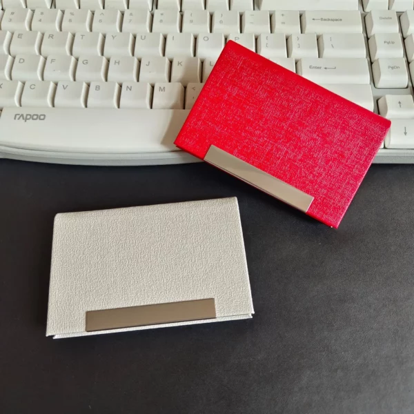 Sleek PU Metal-Trim Card Holder 9.5*6.5*1.3cm (OPP Bag, Compact & Secure) - Image 6