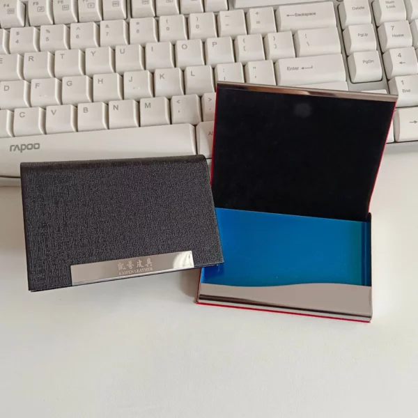 Sleek PU Metal-Trim Card Holder 9.5*6.5*1.3cm (OPP Bag, Compact & Secure) - Image 7