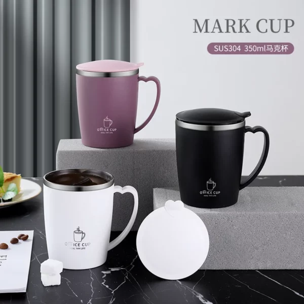 304 steel stainless mug with cover - Image 8