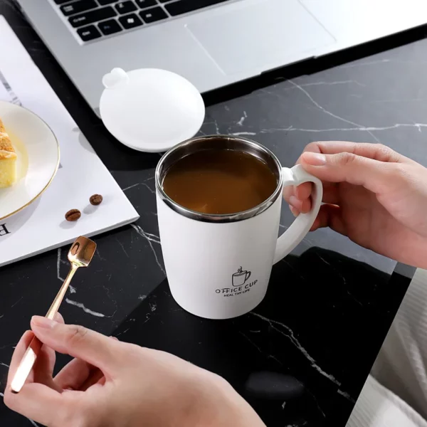 304 steel stainless mug with cover - Image 9