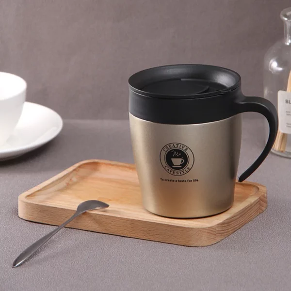 304 steel stainless mug with cover - Image 3