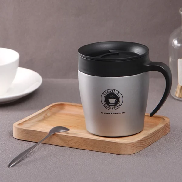 304 steel stainless mug with cover - Image 4