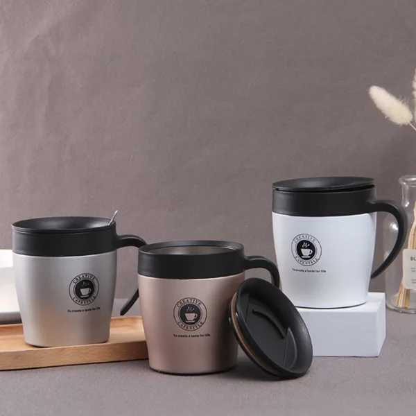 304 steel stainless mug with cover - Image 6