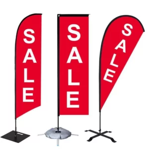 2.8m Single-Sided Flag Set with Pole & Cross Base - Water-Filled Stand (One-Side Printed)