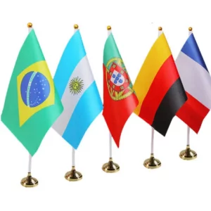 Desktop Fabric Flag - 21x14cm Flag + 30cm Stand (OPP Bag Packaging)