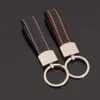 Simple pu leather + metal keychain