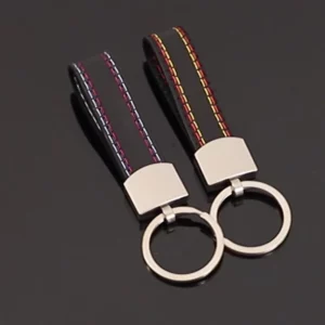 Simple pu leather + metal keychain