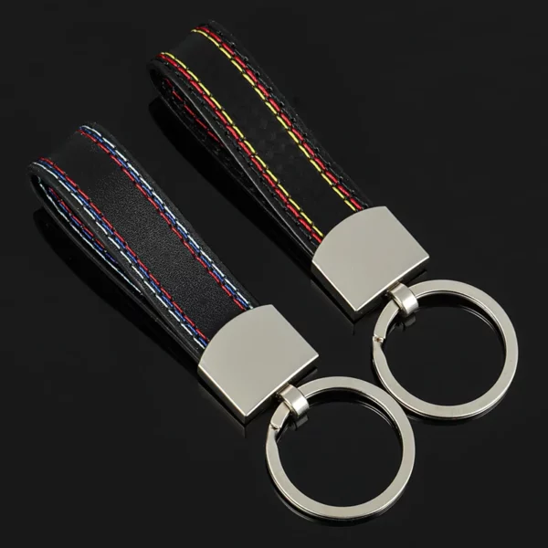 Simple pu leather + metal keychain - Image 2