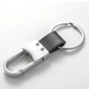 Simple pu leather + metal keychain