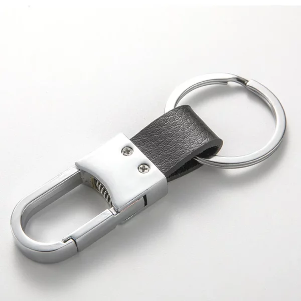 Simple pu leather + metal keychain
