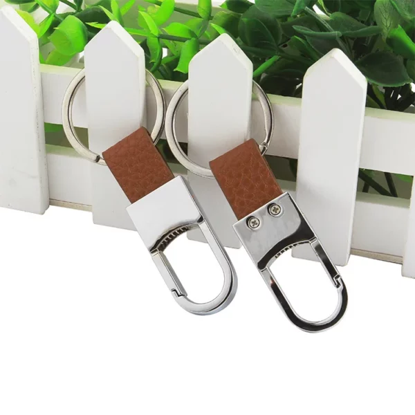 Simple pu leather + metal keychain - Image 2