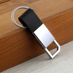 Simple pu leather + metal keychain