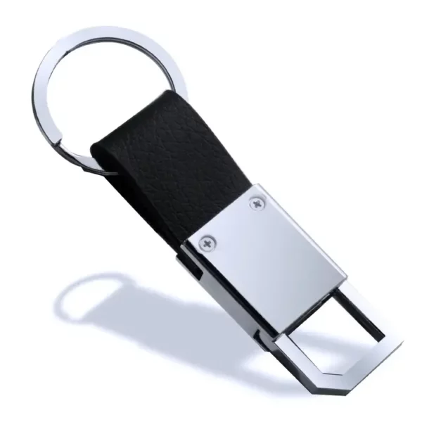Simple pu leather + metal keychain - Image 2
