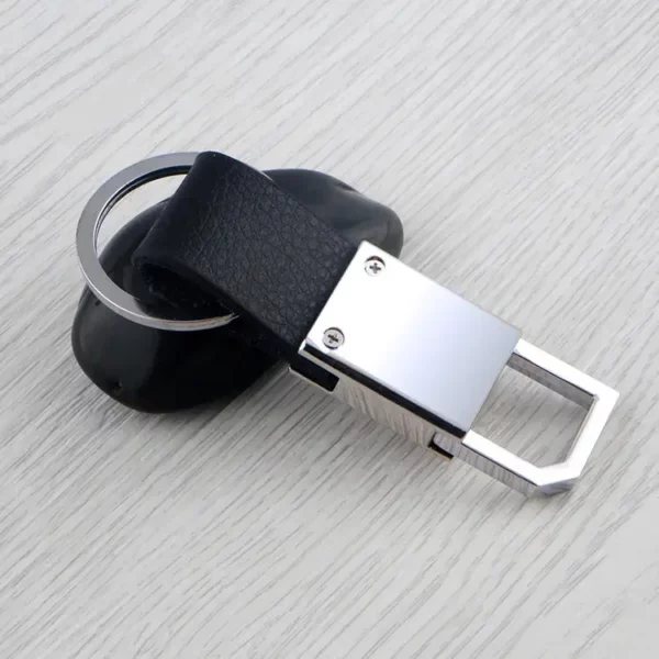 Simple pu leather + metal keychain - Image 3
