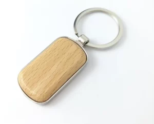 ECO friendly bamboo + metal keychain