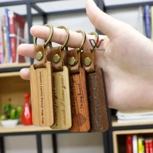 Wood chip keychain