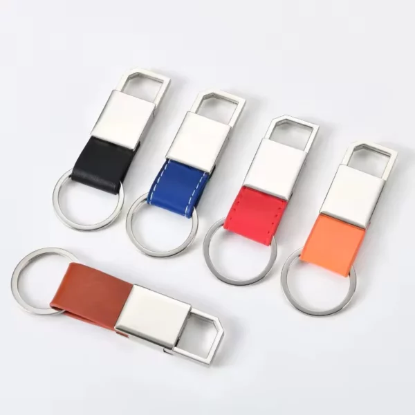 Simple pu leather + metal keychain - Image 2