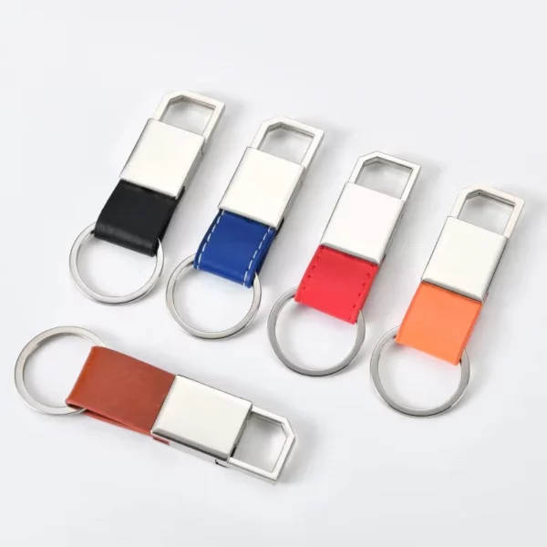 Simple pu leather + metal keychain - Image 4