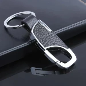 Simple pu leather + metal keychain