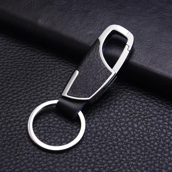 Simple pu leather + metal keychain - Image 2