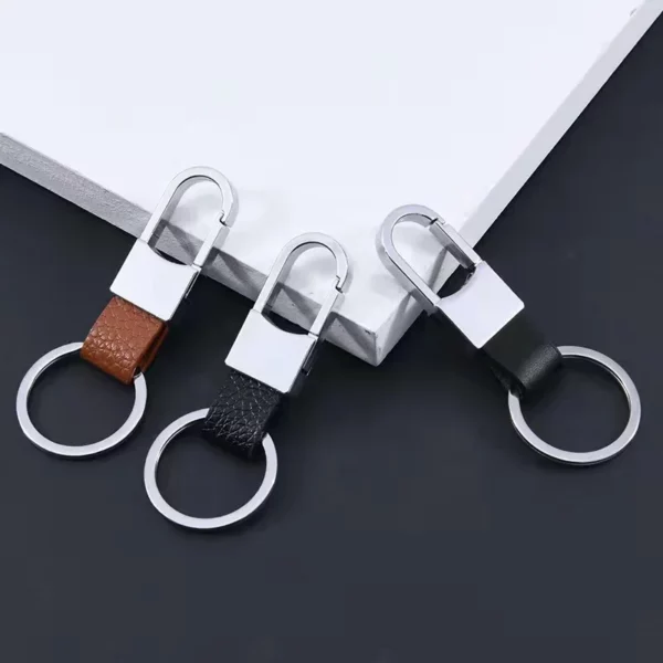 Simple pu leather + metal keychain - Image 3